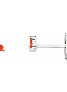 14K White Gold Natural Mozambique Three Stone Earrings