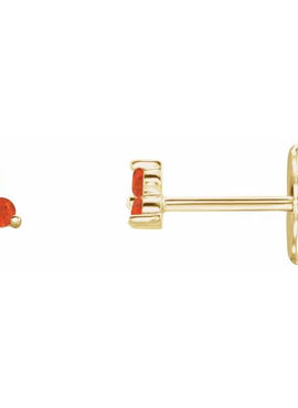 14K White Gold Natural Mozambique Three Stone Earrings