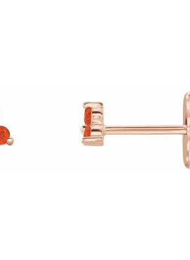 14K White Gold Natural Mozambique Three Stone Earrings