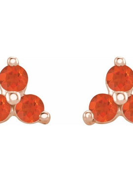 14K White Gold Natural Mozambique Three Stone Earrings