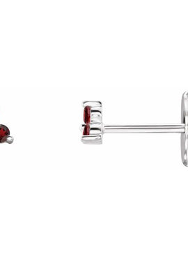 14K White Gold Natural Mozambique Three Stone Earrings