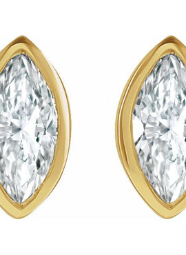 14K Yellow Gold 1/8 CTW Natural Diamond Solitaire Bezel-Set Earrings