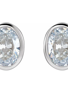 14K White Gold 1/10 CTW Natural Diamond Bezel-Set Earrings