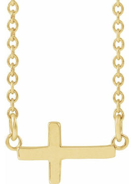 14K Yellow Gold 22x11.5 mm Sideways Cross 16-18