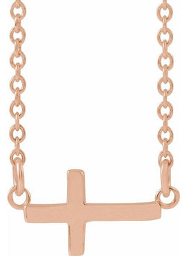 14K Yellow Gold 22x11.5 mm Sideways Cross 16-18