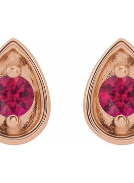 14K White Gold 2 mm Natural Ruby Teardrop Earrings