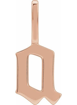 14K Rose Gold Gothic Initial A Charm/Pendant