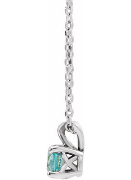 Sterling Silver 5 mm Round Natural London Blue Topaz Pendant