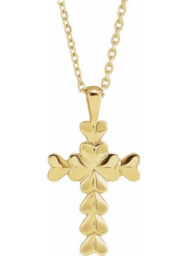 Platinum 20.76x11.43 mm Heart Cross Pendant