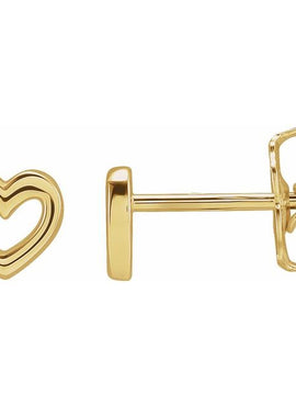 14K Yellow Gold Heart Earrings