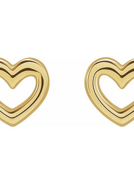 14K Yellow Gold Heart Earrings