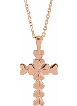 Platinum 20.76x11.43 mm Heart Cross Pendant