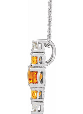 14K Yellow Gold Natural Blue Multi-Gemstone Bar Pendant