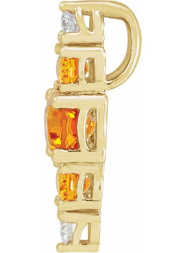 14K Yellow Gold Natural Blue Multi-Gemstone Bar Pendant