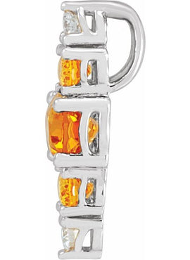 14K Yellow Gold Natural Blue Multi-Gemstone Bar Pendant