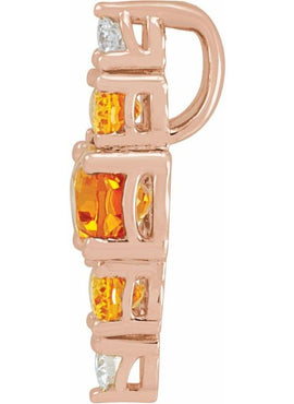 14K Yellow Gold Natural Blue Multi-Gemstone Bar Pendant
