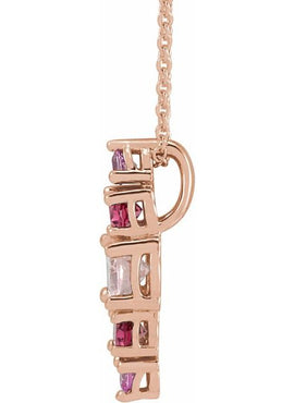 14K Yellow Gold Natural Blue Multi-Gemstone Bar Pendant
