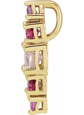 14K Yellow Gold Natural Blue Multi-Gemstone Bar Pendant