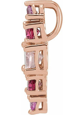 14K Yellow Gold Natural Blue Multi-Gemstone Bar Pendant