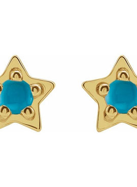 14K White Gold Natural White Opal Petite Star Earrings