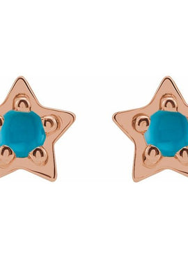 14K White Gold Natural White Opal Petite Star Earrings
