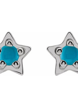 14K White Gold Natural White Opal Petite Star Earrings