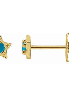 14K White Gold Natural White Opal Petite Star Earrings