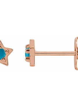 14K White Gold Natural White Opal Petite Star Earrings