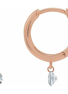 14K Yellow Gold 1/3 CTW Drilled Natural Diamond Hinged Hoop Earrings