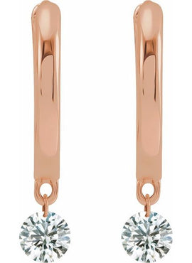 14K Yellow Gold 1/3 CTW Drilled Natural Diamond Hinged Hoop Earrings