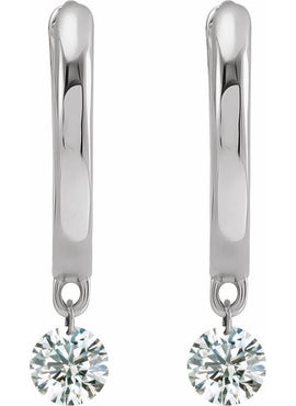 14K Yellow Gold 1/3 CTW Drilled Natural Diamond Hinged Hoop Earrings