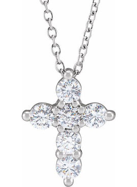 14K Yellow Gold 1/4 CTW Lab-Grown Diamond Cross 18