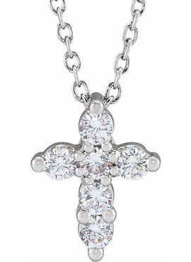 14K Yellow Gold 1/4 CTW Lab-Grown Diamond Cross 18