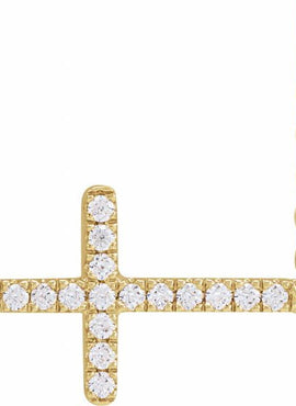 14K Yellow Gold 1/6 CTW Lab-Grown Diamond Sideways Cross 16-18