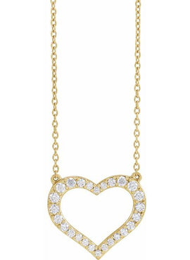 14K Yellow Gold 3/8 CTW Lab-Grown Diamond Heart 16-18