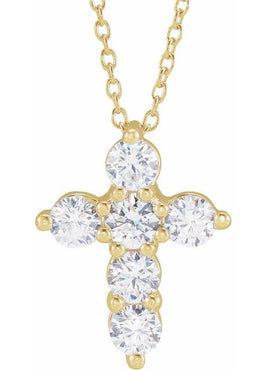 14K Yellow Gold 1/4 CTW Lab-Grown Diamond Cross 18