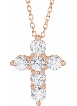 14K Yellow Gold 1/4 CTW Lab-Grown Diamond Cross 18