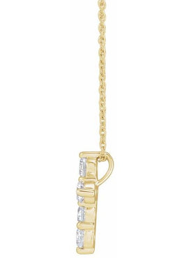 14K Yellow Gold 1/4 CTW Lab-Grown Diamond Cross 18