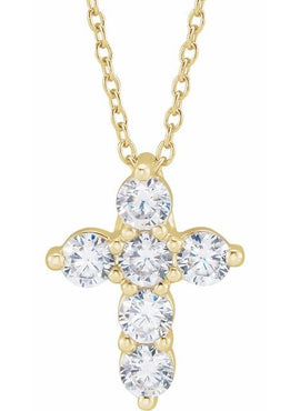 14K Yellow Gold 1/4 CTW Lab-Grown Diamond Cross 18