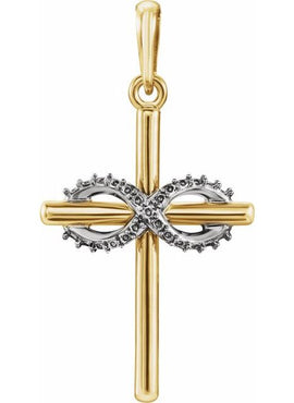 14K White Gold .06 CTW Natural Diamond Infinity-Inspired Cross Pendant