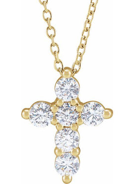 14K Yellow Gold 1/4 CTW Lab-Grown Diamond Cross 18