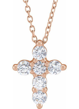 14K Yellow Gold 1/4 CTW Lab-Grown Diamond Cross 18