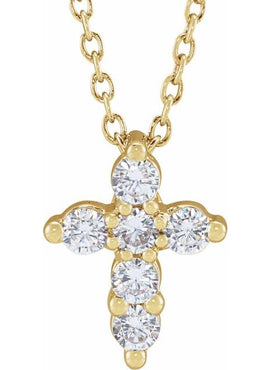 14K Yellow Gold 1/4 CTW Lab-Grown Diamond Cross 18