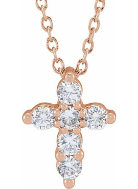 14K Yellow Gold 1/4 CTW Lab-Grown Diamond Cross 18