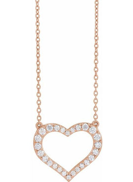 14K Yellow Gold 3/8 CTW Lab-Grown Diamond Heart 16-18