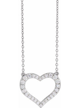 14K Yellow Gold 3/8 CTW Lab-Grown Diamond Heart 16-18