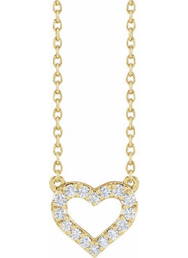 14K Yellow Gold 3/8 CTW Lab-Grown Diamond Heart 16-18