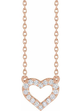 14K Yellow Gold 3/8 CTW Lab-Grown Diamond Heart 16-18