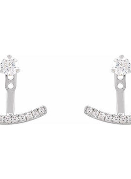 14K Yellow Gold 1/5 CTW Lab-Grown Diamond Curved Bar Earring Jackets