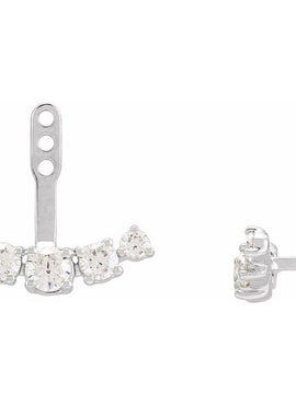 14K Yellow Gold 1 CTW Lab-Grown Diamond Curved Bar Earring Jackets